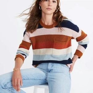 Madewell Thompson Sweater in Rainbow Stripe XS